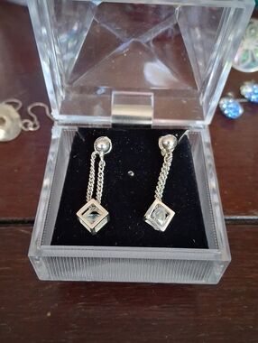 Dangle CZ Wrap Earrings In Sterling Silver Pierced